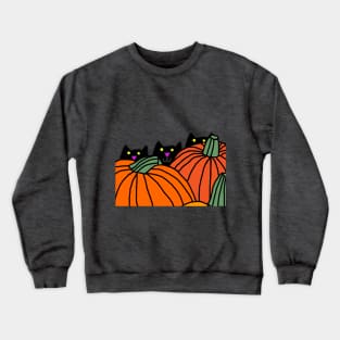 Back Print Cats and Halloween Pumpkins Crewneck Sweatshirt